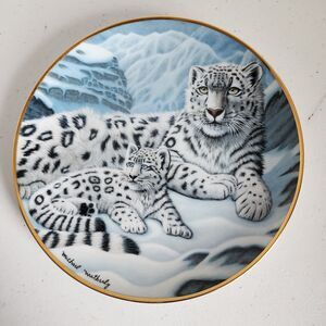 Franklin Mint Snow Leopard Plate 8" National Wildlife Federation Michael Waverly